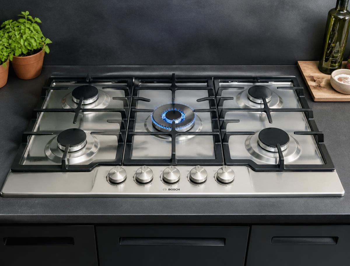 Cooktop a gás conectado à rede após a instalação